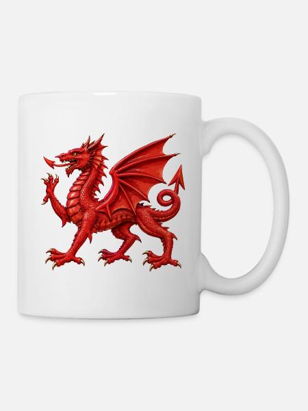 Walisischer Roter Drache - Tasse - Weiß