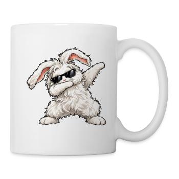 Dabbing Angorakaninchen – Flauschiger Tanzhase - Tasse - Weiß - Rechts