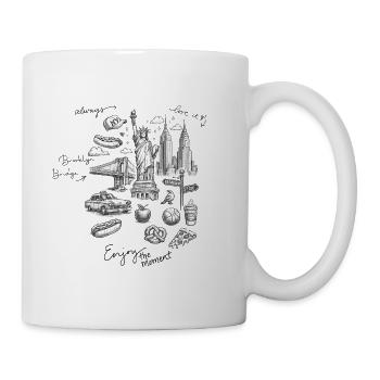 NYC Doodle: Liberty und Straßenszene - Tasse - Weiß - Rechts