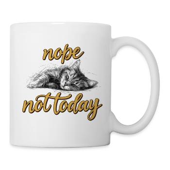 Nope Not Today – Schlafende Katze im Vintage-Stil - Tasse - Weiß - Rechts