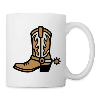 Cowboy Stiefel Sporn Logo - Tasse - Weiß - Rechts