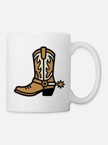 Cowboy Stiefel Sporn Logo - Tasse - Weiß
