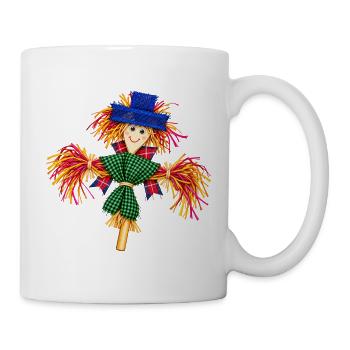 Buntes Stroh-Vogelscheuchen-Patchwork - Tasse - Weiß - Rechts