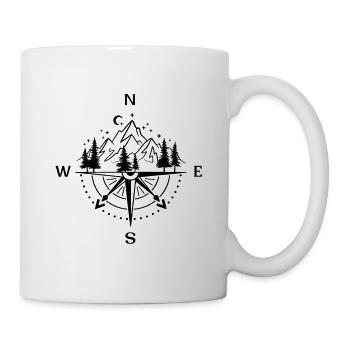 Berge | Wandern | Kompass Landschaft - Tasse - Weiß - Rechts