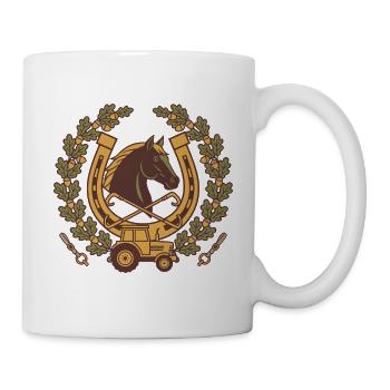 Pferdehof Wappen Hufeisen – personalisierbar - Tasse - Weiß - Rechts