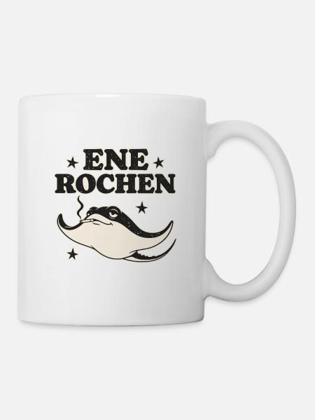 Rochen mit Pfeife im Retrolook - Tasse - Weiß