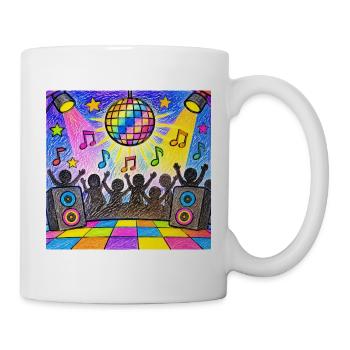 Bunte Disco-Party – Retro-Tanzfläche - Tasse - Weiß - Rechts