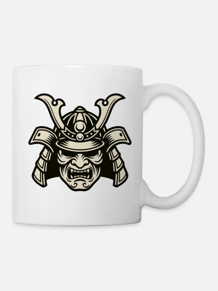 Samurai Helm Krieger Wappen - Tasse - Weiß