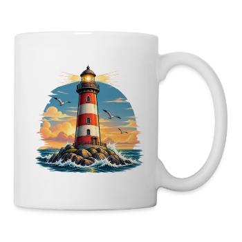 Coastal Light – Lighthouse Sunset & Ocean Vibes - Tasse - Weiß - Rechts