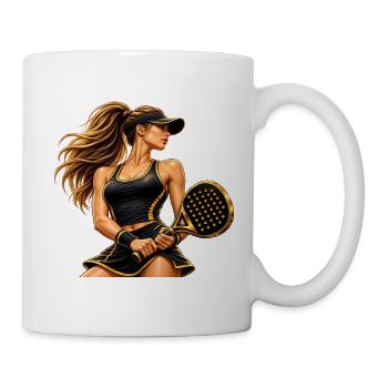 Goldene Padel / Tennisspielerin im Schwung - Tasse - Weiß - Rechts