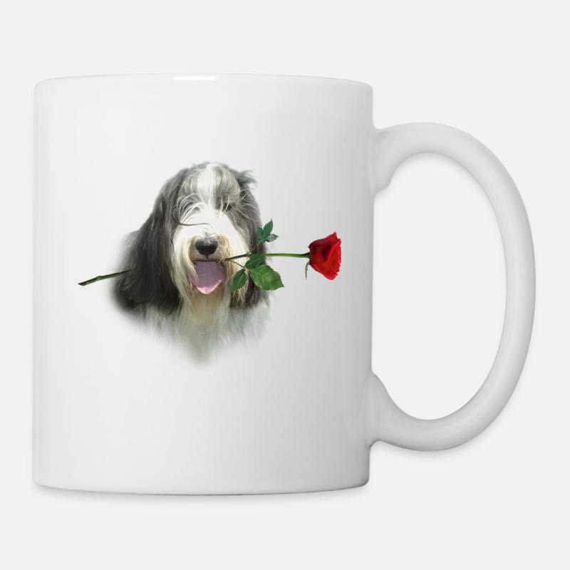 Bearded Collie-Rose - Tasse - Weiß
