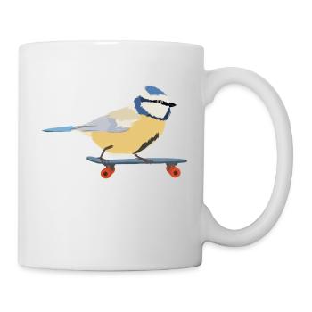 Blaumeise auf Skateboard - Tasse - Weiß - Rechts