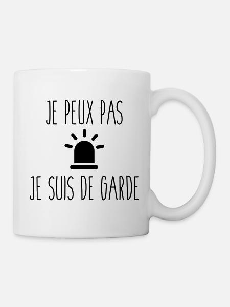 JE PEUX PAS JE SUIS DE GARDE CITATIONS - Mug blanc - blanc