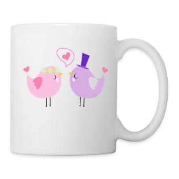Bird Heart I love you Valentine's Day for couples - Mug - white - Right