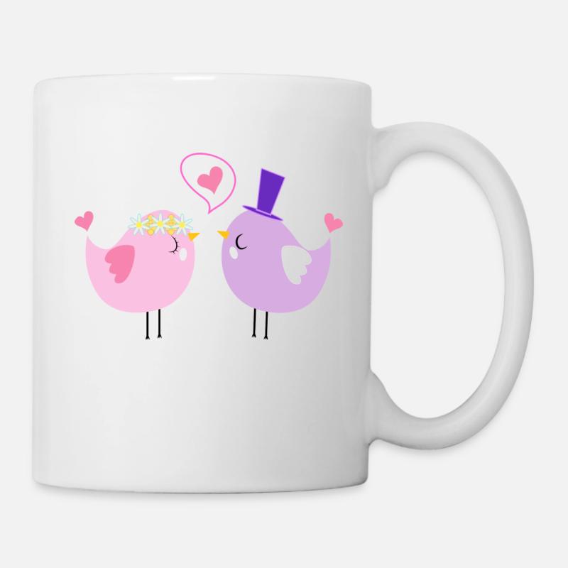 Oiseau coeur je vous aime Saint Valentin pour les couples - Mug blanc - blanc