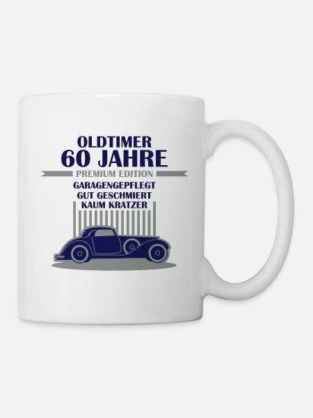 Oldtimer - 60 Jahre - Retro Geburtstagshirt - Tasse - Weiß