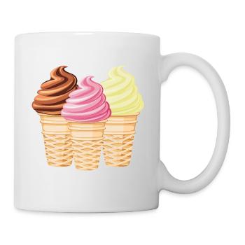Softeis Vanille Schokolade Erdbeere - Tasse - Weiß - Rechts