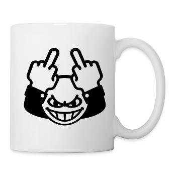 Stinkefinger Emoticon (fuck off / fuck you) - Tasse - Weiß - Rechts