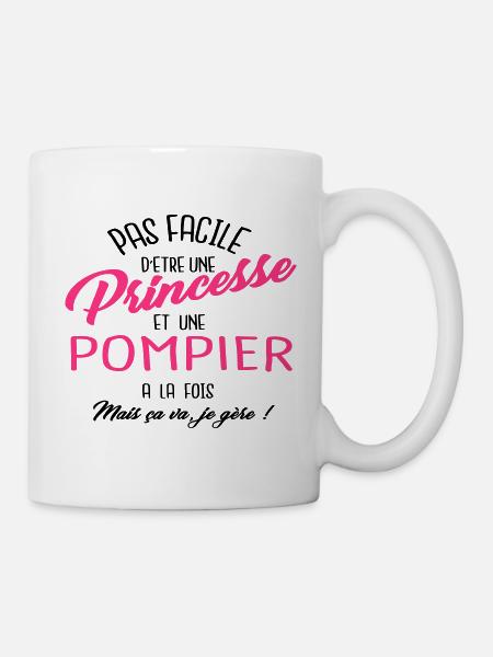 Princesse et pompier - Mug blanc - blanc