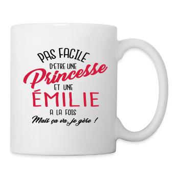 Princesse et Émilie - Mug blanc - blanc - Droite
