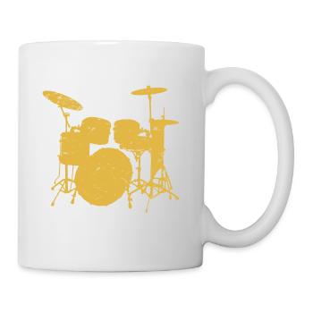 Vintage Retro Pop Art Schlagzeuger Gufts.Drumming Kit. - Tasse - Weiß - Rechts