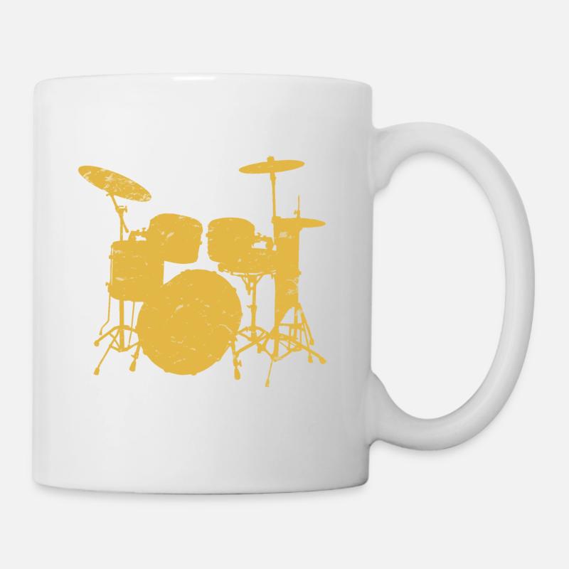 Vintage rétro Pop Art Drummer Gufts.Drumming Kit. - Mug blanc - blanc