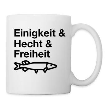 Einigkeit und Hecht und Freiheit - Angler - Angeln - Tasse - Weiß - Rechts