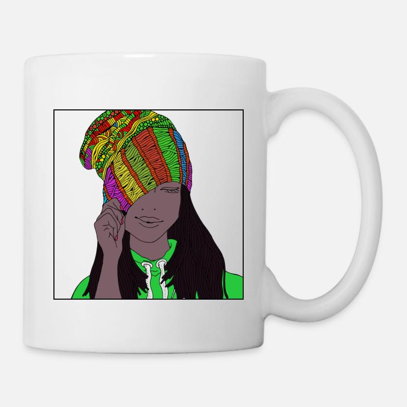 Dame avec bonnet - Mug blanc - blanc