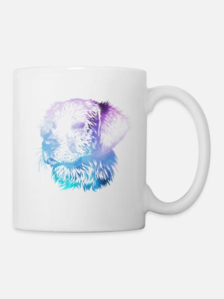 Galaxy dog silhouette abstract - Mug - white