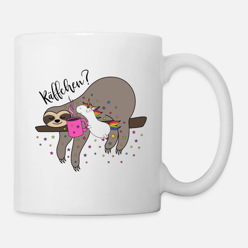 Kaffee Einhorn Faultier Käffchen Kaffeetasse Büro - Tasse - Weiß