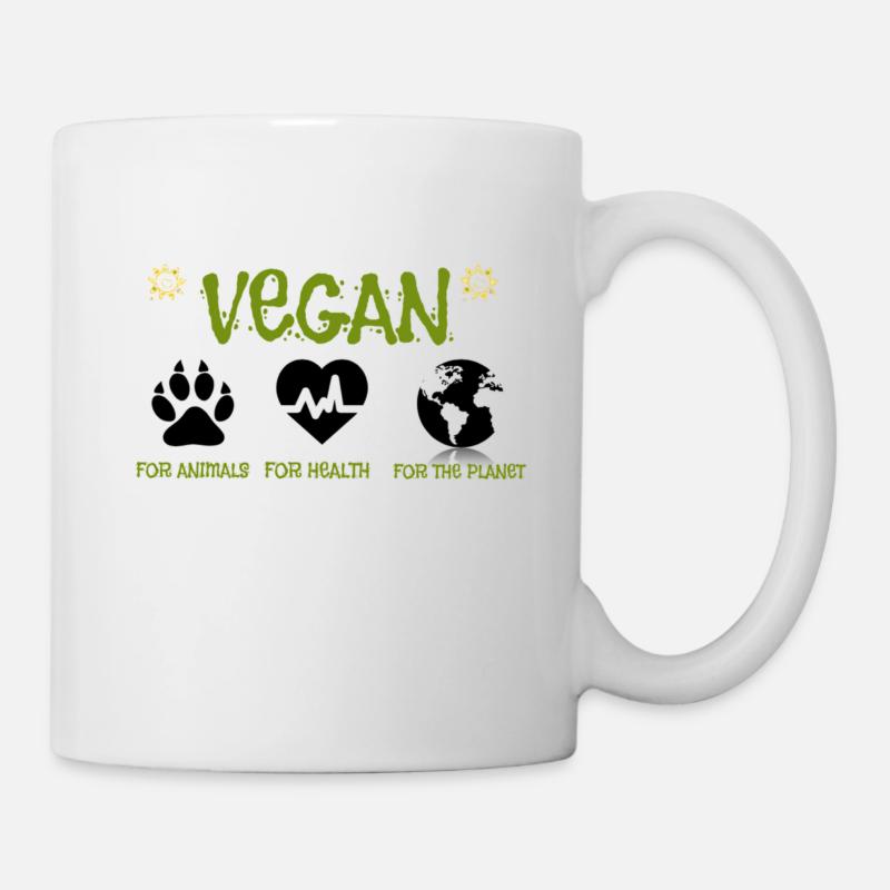 Végétalien pour les animaux, la santé et l'environnement. - Mug blanc - blanc