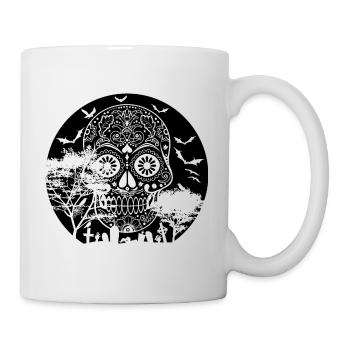 Happy Halloween Sugar Skull Graveyard Full Moon 3 - Tasse - Weiß - Rechts