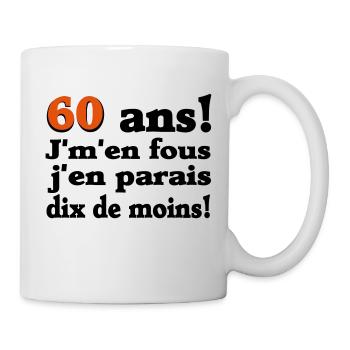 60 ans / anniversaire 60 ans / t-shirt 60 ans - Mug blanc - blanc - Droite