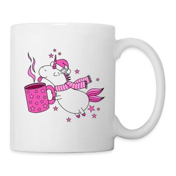 Glühweinhorn Einhorn Glühwein Weihnachten Lustig - Tasse - Weiß - Rechts