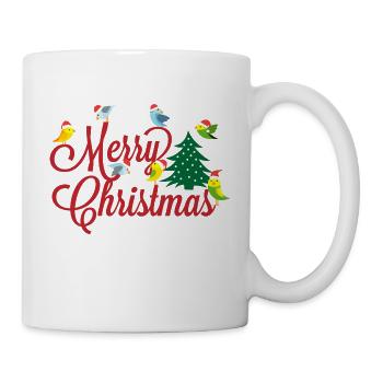 Budgie arbre de Noël cadeau de Noël - Mug blanc - blanc - Droite