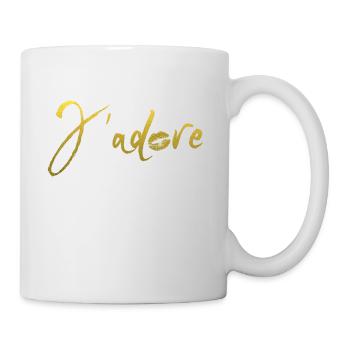 j'adore kiss gold - Mug blanc - blanc - Droite