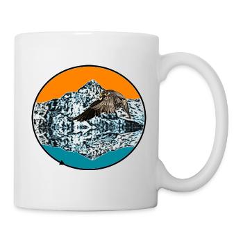 falcon montagne bleu orange - Mug blanc - blanc - Droite