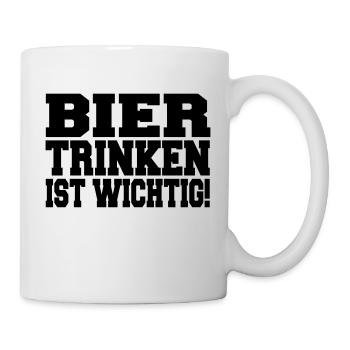 Bier trinken ist wichtig - Tasse - Weiß - Rechts