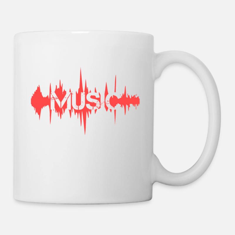 Music Lettering Frequency Frequencies Graphics Red - Mug - white