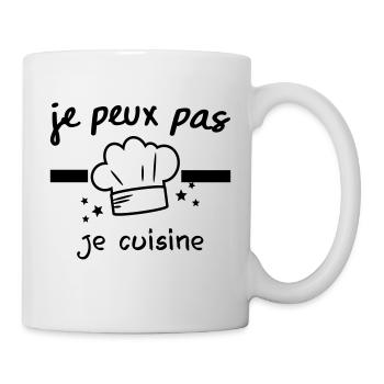 je peux pas je cuisine, toque,chef - Mug blanc - blanc - Droite