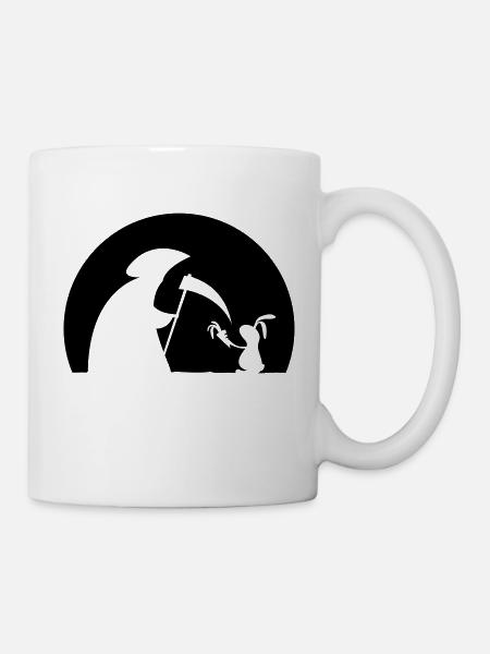 Hase Kaninchen Möhre Tod Sensenmann Karotte bunny - Tasse - Weiß