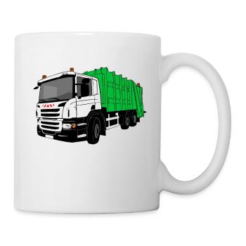 Müllauto - Müllfahrzeug - Tasse - Weiß - Rechts