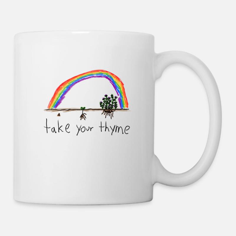 kinderzeichnung lasse dir zeit Thymian Regenbogen - Tasse - Weiß