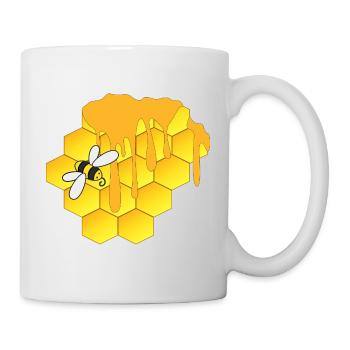 Honigbiene, Wabe - Tasse - Weiß - Rechts