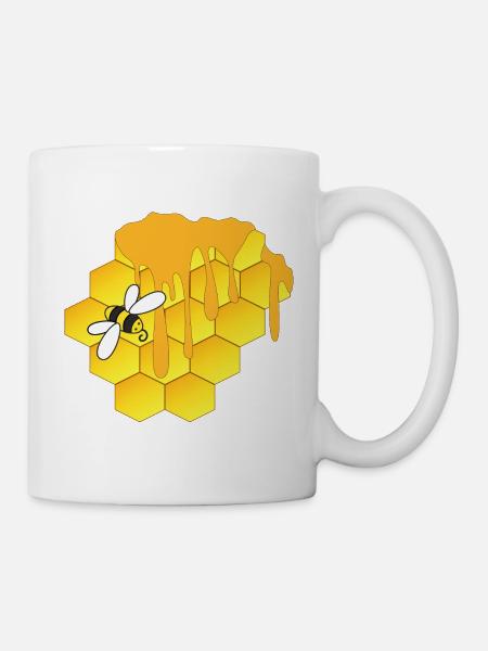 Abeille, nid d’abeille - Mug blanc - blanc