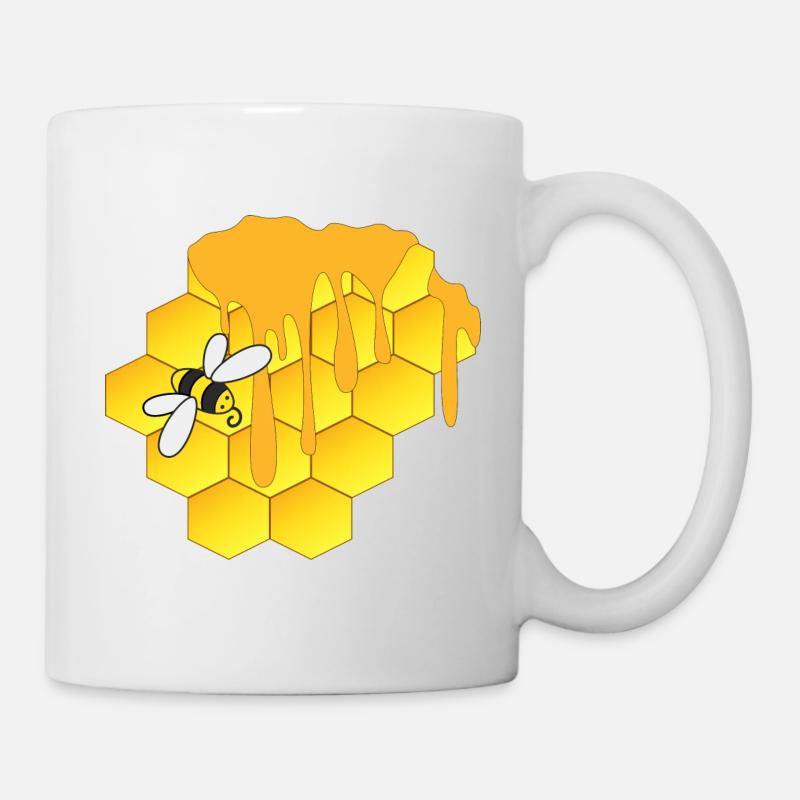 Honigbiene, Wabe - Tasse - Weiß