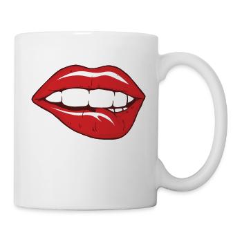Lip bite sexy lip bite shirt lipstick kiss - Mug - white - Right