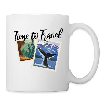 Time To Travel Stamps Gift Idea - Mug - white - Right