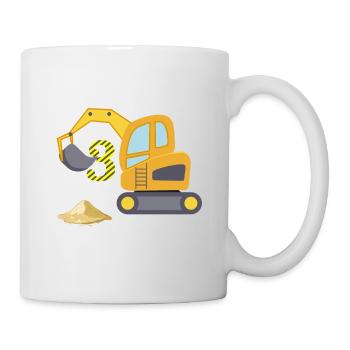 Dritter Geburtstag Bagger - Tasse - Weiß - Rechts