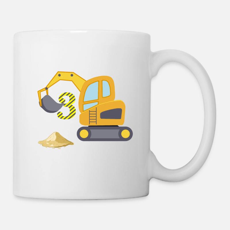 Dritter Geburtstag Bagger - Tasse - Weiß